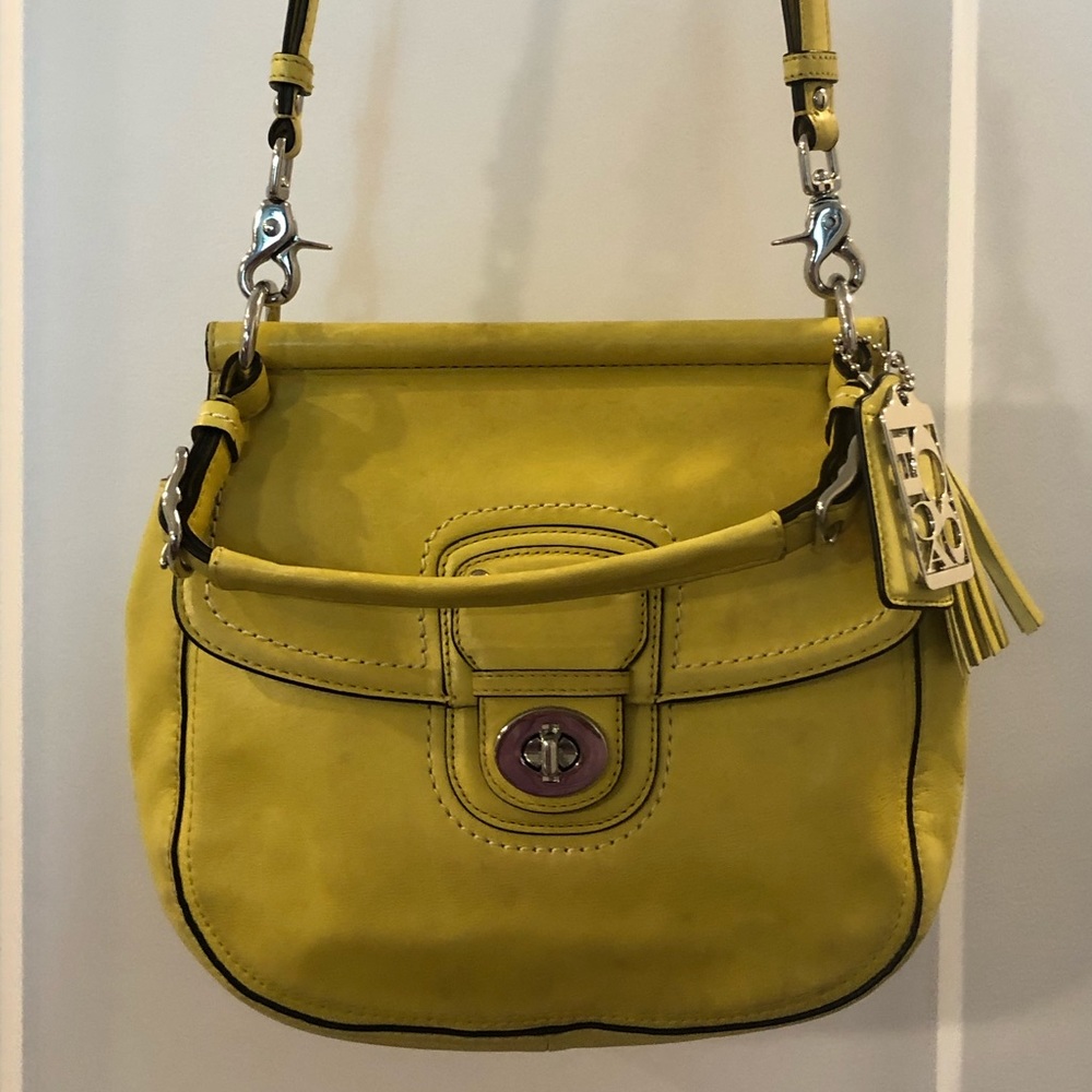 Authentic Coach Yellow Leather Crossbody Bag